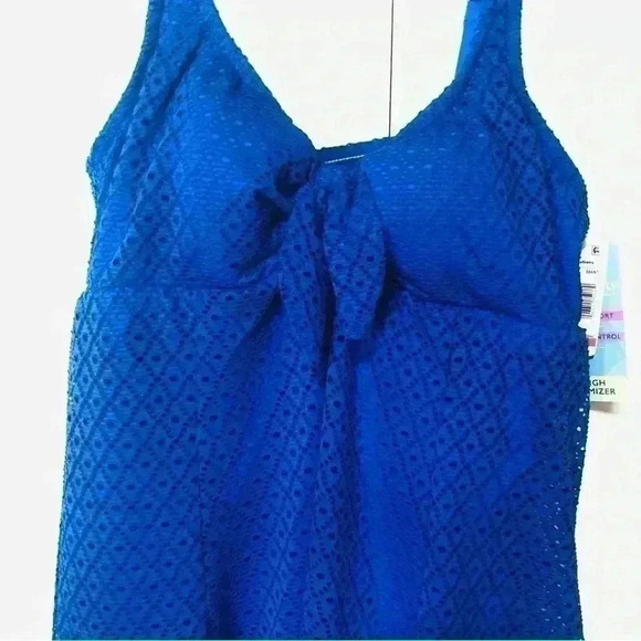 Swim Solutions Women Support One Piece Cobalt Blue Crochet Tummy Control size 18 - Picture 3 of 13
